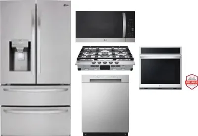 5 Piece Package Includes Refrigerator, Cooktop, Wall Oven, Microwave And Dishwasher