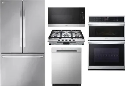 5 Piece Package Includes Refrigerator, Cooktop, Wall Oven, Microwave And Dishwasher