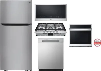 5 Piece Package Includes Refrigerator, Cooktop, Wall Oven, Microwave And Dishwasher