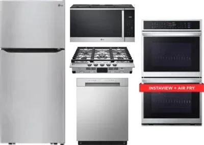 5 Piece Package Includes Refrigerator, Cooktop, Wall Oven, Microwave And Dishwasher