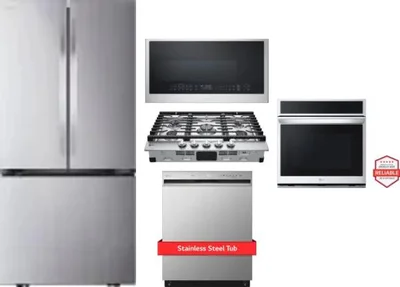 5 Piece Package Includes Refrigerator, Cooktop, Wall Oven, Microwave And Dishwasher