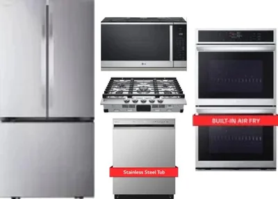 5 Piece Package Includes Refrigerator, Cooktop, Wall Oven, Microwave And Dishwasher