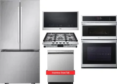 5 Piece Package Includes Refrigerator, Cooktop, Wall Oven, Microwave And Dishwasher