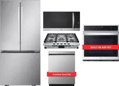 5 Piece Package Includes Refrigerator, Cooktop, Wall Oven, Microwave And Dishwasher