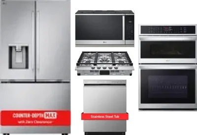5 Piece Package Includes Refrigerator, Cooktop, Wall Oven, Microwave And Dishwasher