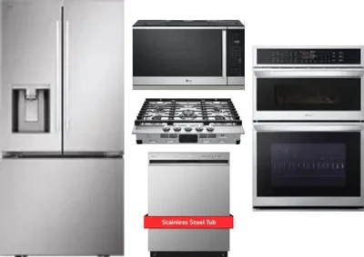5 Piece Package Includes Refrigerator, Cooktop, Wall Oven, Microwave And Dishwasher