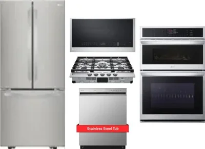 5 Piece Package Includes Refrigerator, Cooktop, Wall Oven, Microwave And Dishwasher