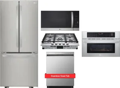 5 Piece Package Includes Refrigerator, Cooktop, Wall Oven, Microwave And Dishwasher