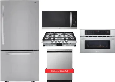 5 Piece Package Includes Refrigerator, Cooktop, Wall Oven, Microwave And Dishwasher