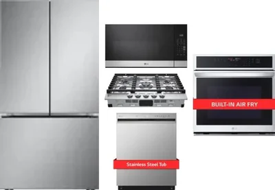 5 Piece Package Includes Refrigerator, Cooktop, Wall Oven, Microwave And Dishwasher