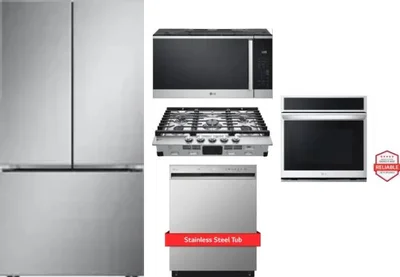 5 Piece Package Includes Refrigerator, Cooktop, Wall Oven, Microwave And Dishwasher