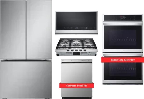 5 Piece Package Includes Refrigerator, Cooktop, Wall Oven, Microwave And Dishwasher