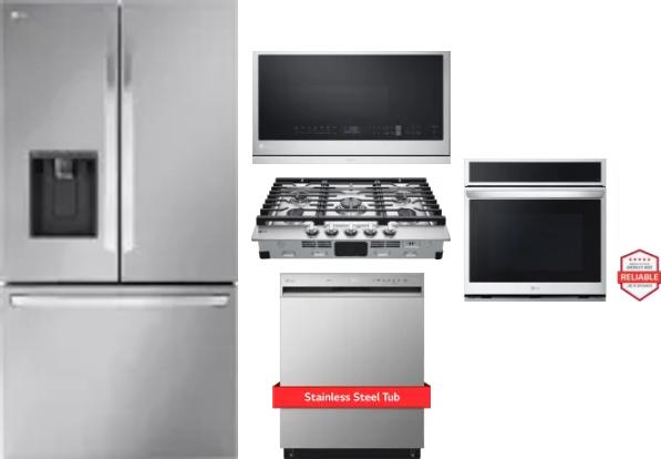 5 Piece Package Includes Refrigerator, Cooktop, Wall Oven, Microwave And Dishwasher