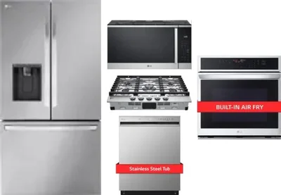 5 Piece Package Includes Refrigerator, Cooktop, Wall Oven, Microwave And Dishwasher