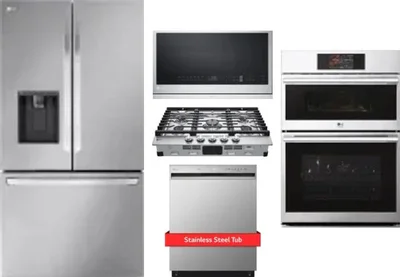 5 Piece Package Includes Refrigerator, Cooktop, Wall Oven, Microwave And Dishwasher