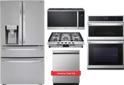 5 Piece Package Includes Refrigerator, Cooktop, Wall Oven, Microwave And Dishwasher