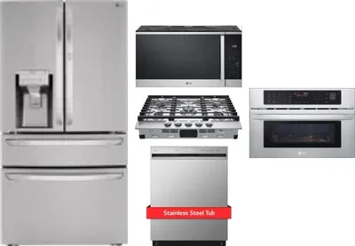 5 Piece Package Includes Refrigerator, Cooktop, Wall Oven, Microwave And Dishwasher