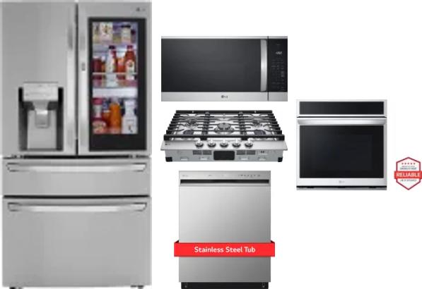 5 Piece Package Includes Refrigerator, Cooktop, Wall Oven, Microwave And Dishwasher