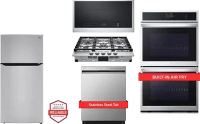 5 Piece Package Includes Refrigerator, Cooktop, Wall Oven, Microwave And Dishwasher