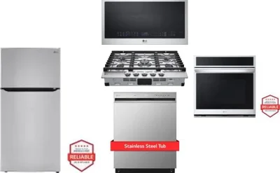 5 Piece Package Includes Refrigerator, Cooktop, Wall Oven, Microwave And Dishwasher