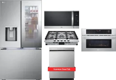 5 Piece Package Includes Refrigerator, Cooktop, Wall Oven, Microwave And Dishwasher