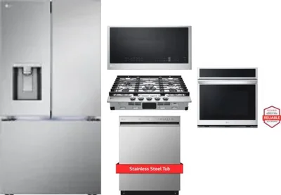 5 Piece Package Includes Refrigerator, Cooktop, Wall Oven, Microwave And Dishwasher
