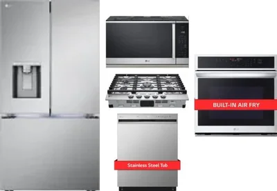 5 Piece Package Includes Refrigerator, Cooktop, Wall Oven, Microwave And Dishwasher