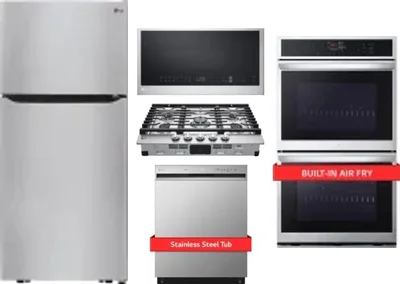 5 Piece Package Includes Refrigerator, Cooktop, Wall Oven, Microwave And Dishwasher