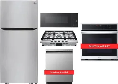 5 Piece Package Includes Refrigerator, Cooktop, Wall Oven, Microwave And Dishwasher