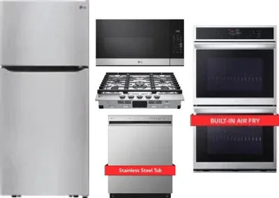 5 Piece Package Includes Refrigerator, Cooktop, Wall Oven, Microwave And Dishwasher