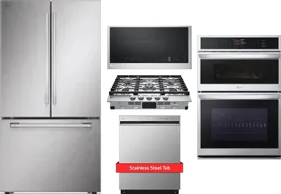 5 Piece Package Includes Refrigerator, Cooktop, Wall Oven, Microwave And Dishwasher
