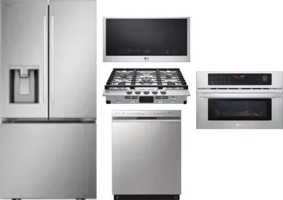 5 Piece Package Includes Refrigerator, Cooktop, Wall Oven, Microwave And Dishwasher