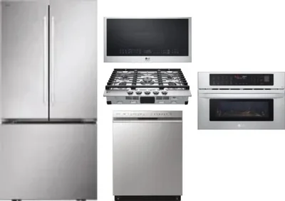 5 Piece Package Includes Refrigerator, Cooktop, Wall Oven, Microwave And Dishwasher