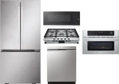 5 Piece Package Includes Refrigerator, Cooktop, Wall Oven, Microwave And Dishwasher