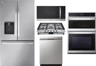 5 Piece Package Includes Refrigerator, Cooktop, Wall Oven, Microwave And Dishwasher