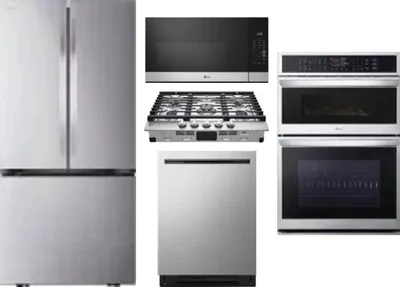 5 Piece Package Includes Refrigerator, Cooktop, Wall Oven, Microwave And Dishwasher