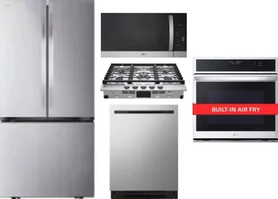 5 Piece Package Includes Refrigerator, Cooktop, Wall Oven, Microwave And Dishwasher