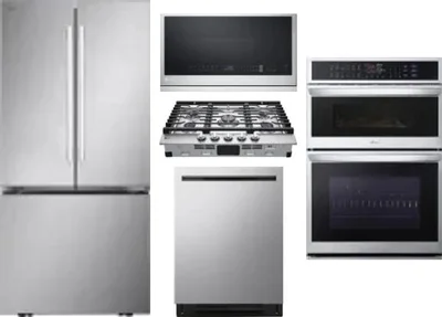 5 Piece Package Includes Refrigerator, Cooktop, Wall Oven, Microwave And Dishwasher