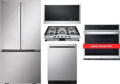 5 Piece Package Includes Refrigerator, Cooktop, Wall Oven, Microwave And Dishwasher