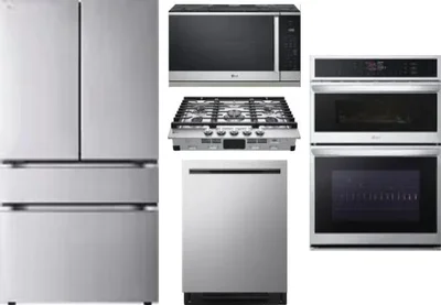 5 Piece Package Includes Refrigerator, Cooktop, Wall Oven, Microwave And Dishwasher