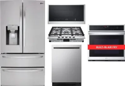 5 Piece Package Includes Refrigerator, Cooktop, Wall Oven, Microwave And Dishwasher