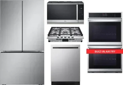 5 Piece Package Includes Refrigerator, Cooktop, Wall Oven, Microwave And Dishwasher