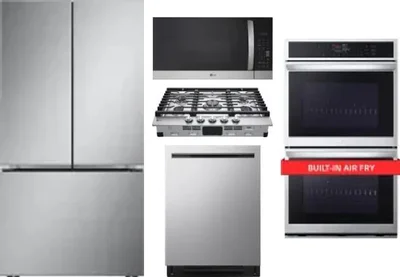 5 Piece Package Includes Refrigerator, Cooktop, Wall Oven, Microwave And Dishwasher
