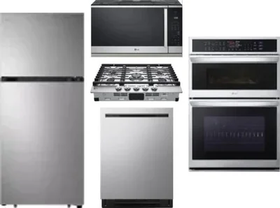 5 Piece Package Includes Refrigerator, Cooktop, Wall Oven, Microwave And Dishwasher