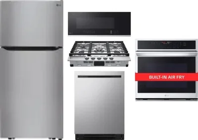 5 Piece Package Includes Refrigerator, Cooktop, Wall Oven, Microwave And Dishwasher