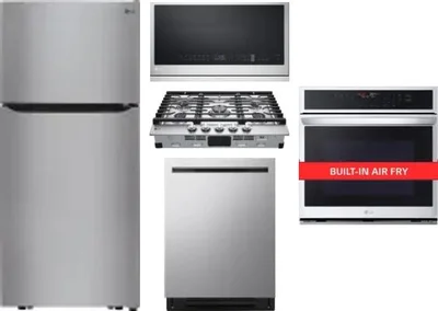 5 Piece Package Includes Refrigerator, Cooktop, Wall Oven, Microwave And Dishwasher