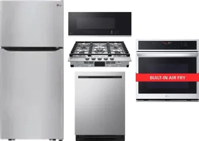 5 Piece Package Includes Refrigerator, Cooktop, Wall Oven, Microwave And Dishwasher