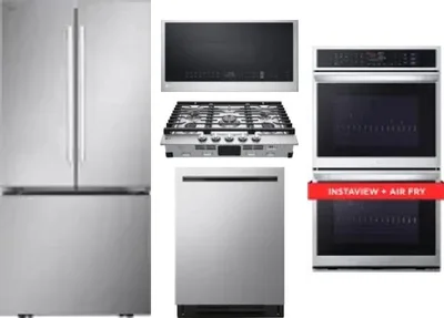 5 Piece Package Includes Refrigerator, Cooktop, Wall Oven, Microwave And Dishwasher