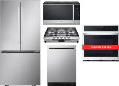 5 Piece Package Includes Refrigerator, Cooktop, Wall Oven, Microwave And Dishwasher