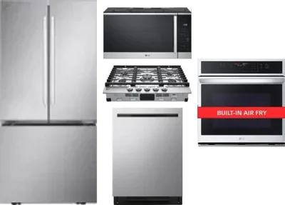5 Piece Package Includes Refrigerator, Cooktop, Wall Oven, Microwave And Dishwasher
